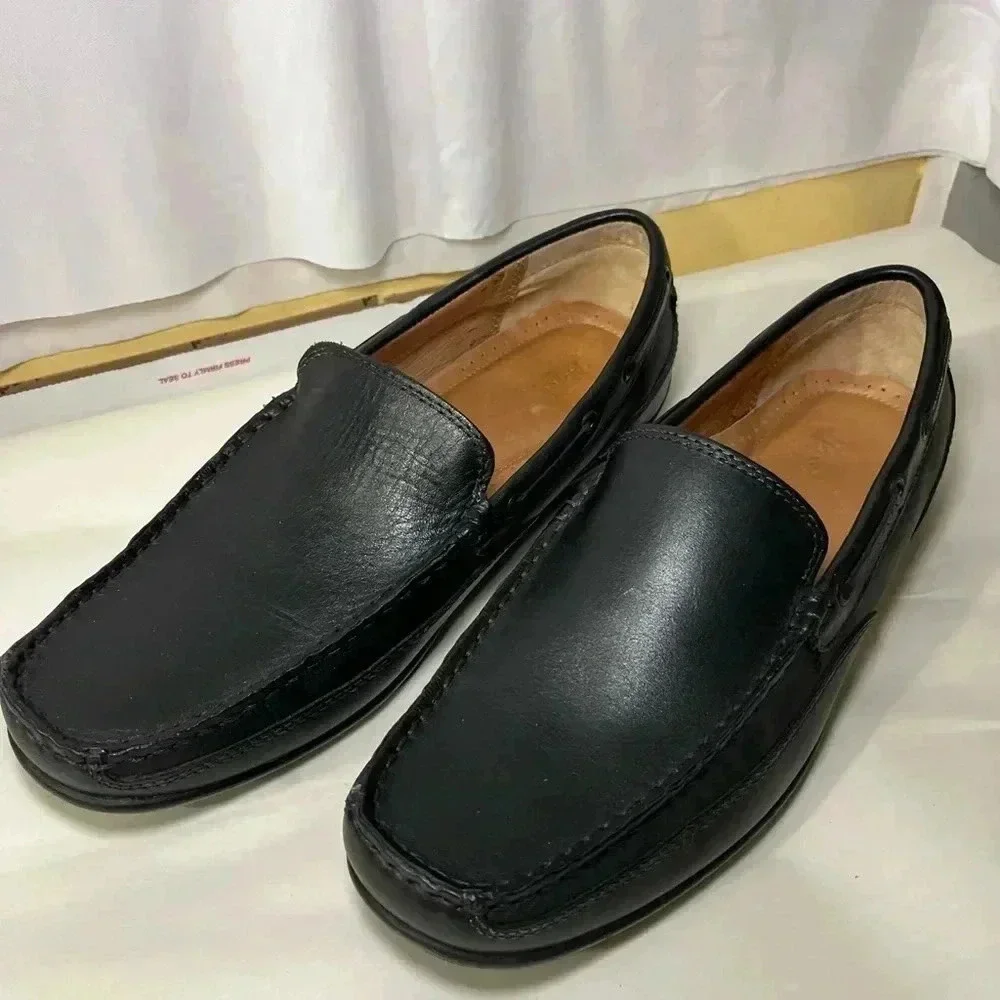 Bass Men’s Dress Casual Shoes 10.5 Black Cushioned Leather Slightly Used Tread